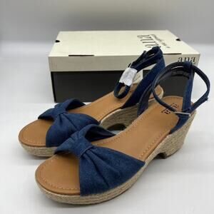 a.n.a Womens Dukes Heeled Sandals Denim Blue Size 9.5M